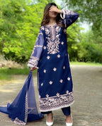 Ready to Wear 3-Piece Embroidered Organza Suit with Crepe Inner & Dupatta