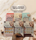 Pack of 5 Premium Gel Shine Artificial False Nails | Random Assortment Press-On Nails