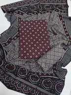 Traditional Allover Print Ajrak Cotton 3-Piece Unstitched Suit | Cultural Sindhi Print Dress