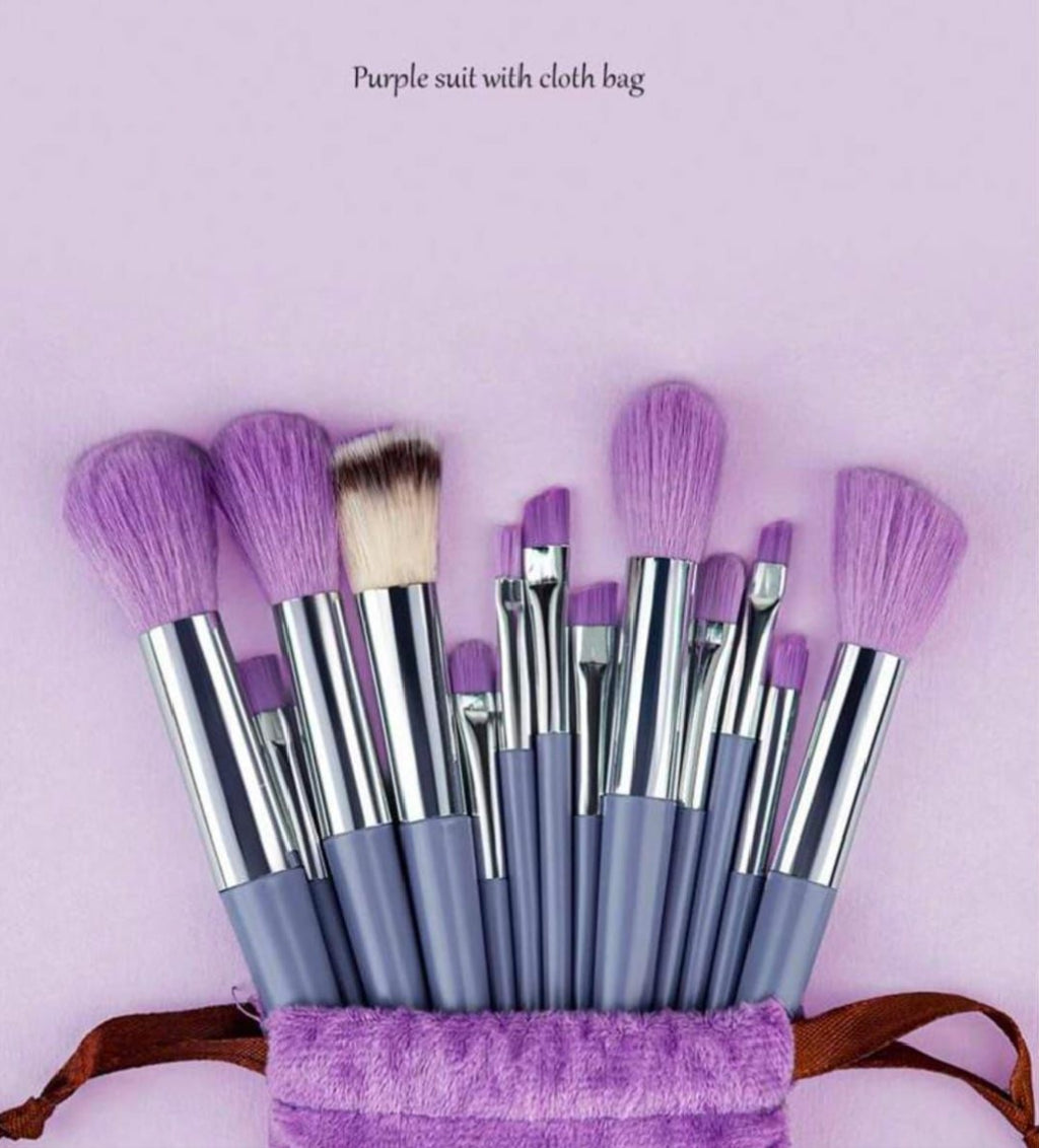 13 Pcs Velvet Pouch Makeup Brush Set – Premium Soft Cosmetic Brushes with Velvet Bag