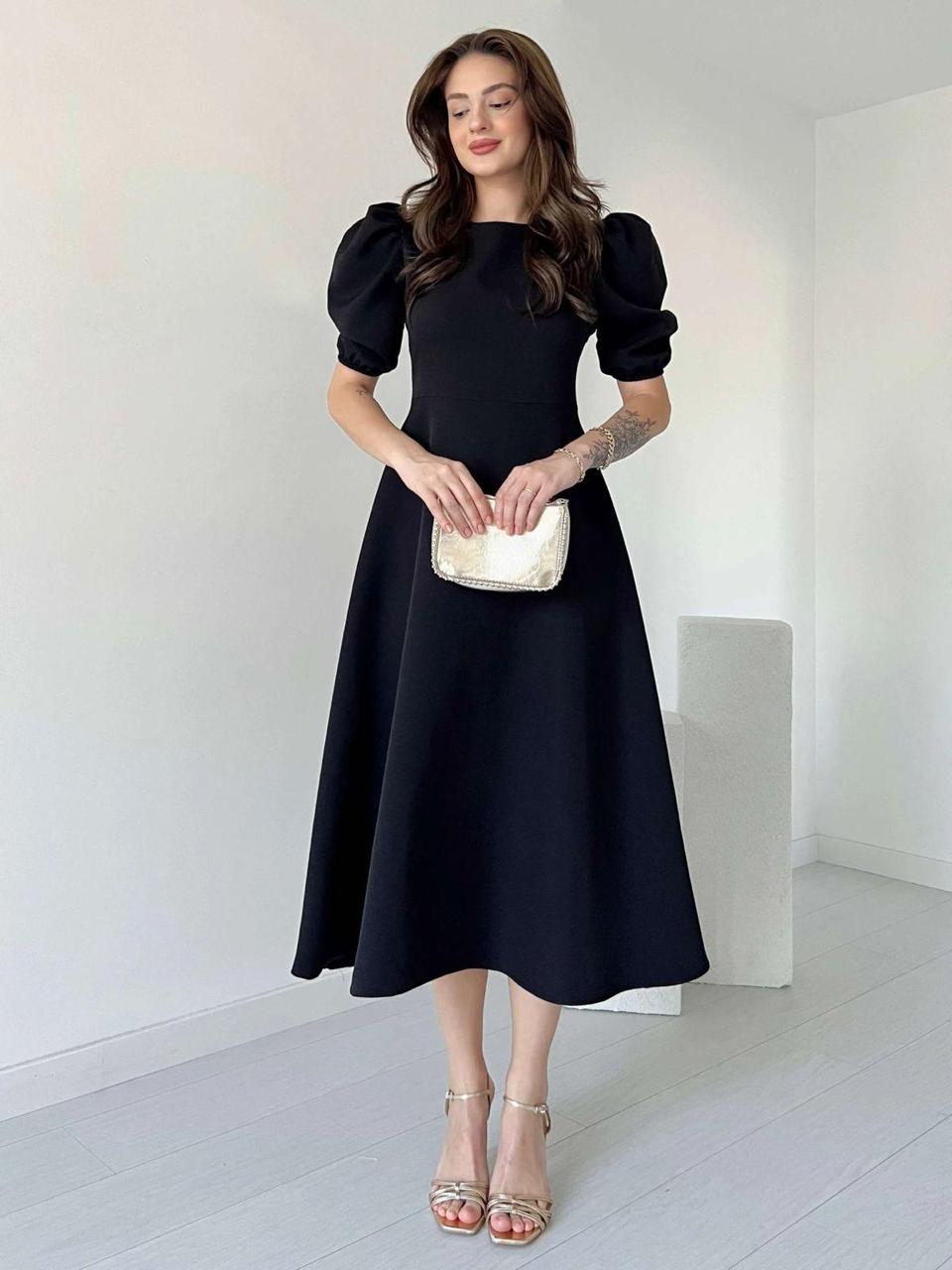 Premium Georgette Balloon Sleeve Maxi Dress - Elegant Flare Frock