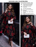 Unstitched Black Floral Lawn Printed 3 Piece Suit by Aneela's Collection