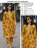 Unstitched Embroidered Mustard Floral Lawn 3 Piece Suit - Lawn Collection 2026