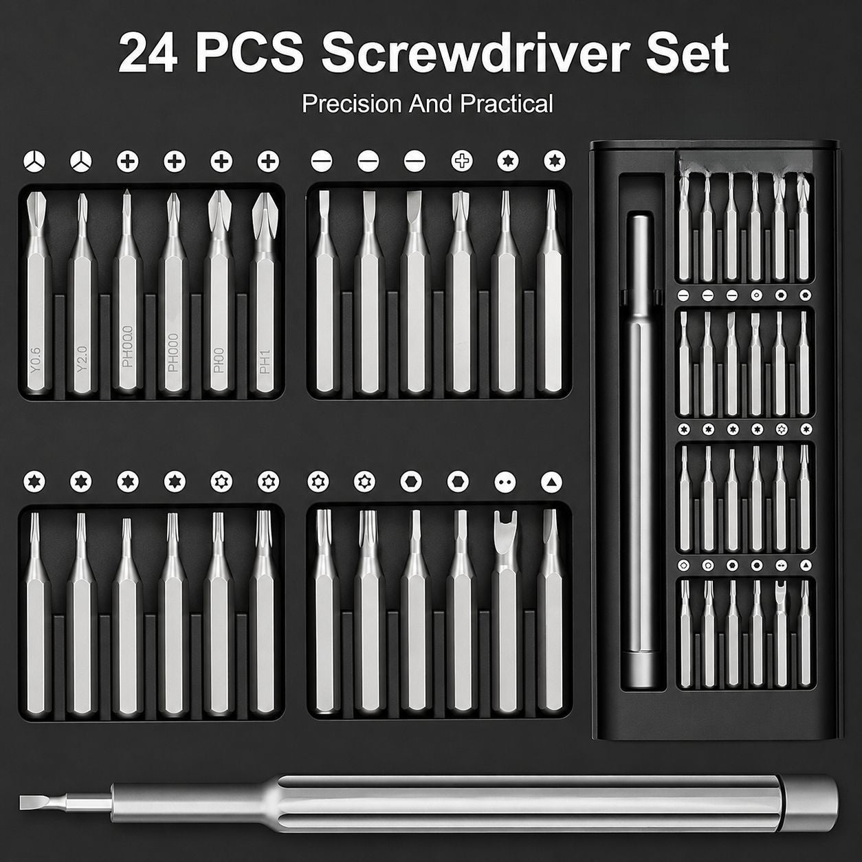 24-in-1 Precision Screwdriver Set – Portable Magnetic Repair Tool Kit for Mobile, Laptop & Electronics