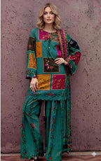 Premium Unstitched Teal Green Printed Lawn Dress With Bamber Chiffon Dupatta - Summer Collection 2026