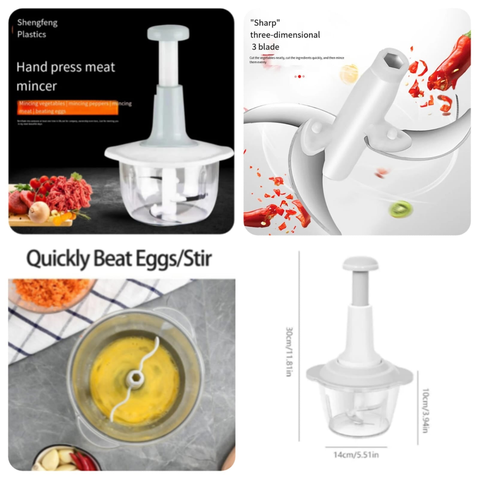 Falari 1.5L Hand Pressure Meat Grinder & Vegetable Chopper | Multi-Functional Manual Food Processor & Egg Beater