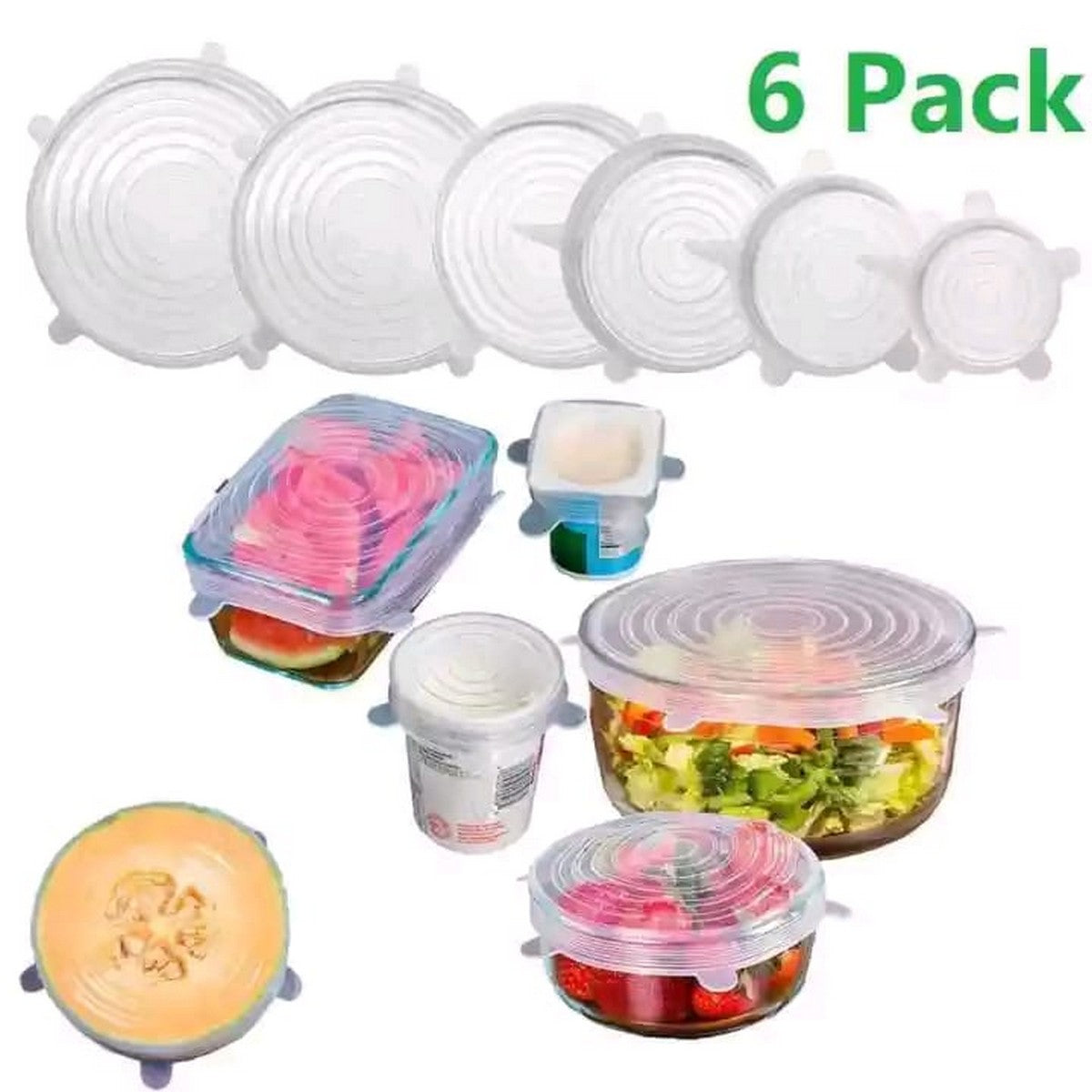 Grand Bazar™ 6Pcs Universal Stretch Silicone Lids Set | Reusable Bowl & Food Covers