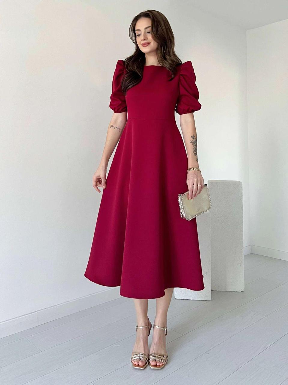 Premium Georgette Balloon Sleeve Maxi Dress - Elegant Flare Frock