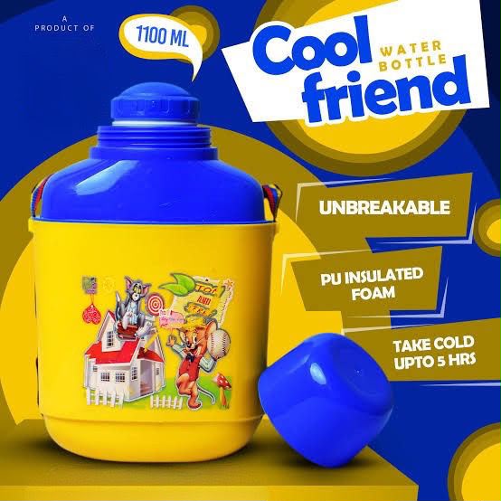 Kids HotnCold CoolFriend School Water Bottle with Cap | Medium Size Unbreakable Insulated Bottle (Mix/Random Colour)
