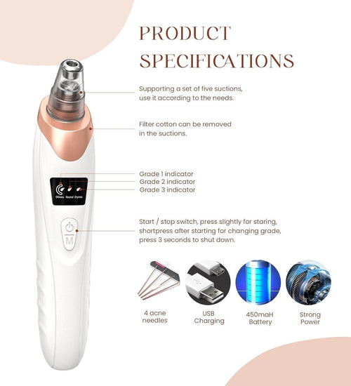 5-in-1 Blackhead Remover Machine & Rechargeable Facial Pore Cleaner Vacuum