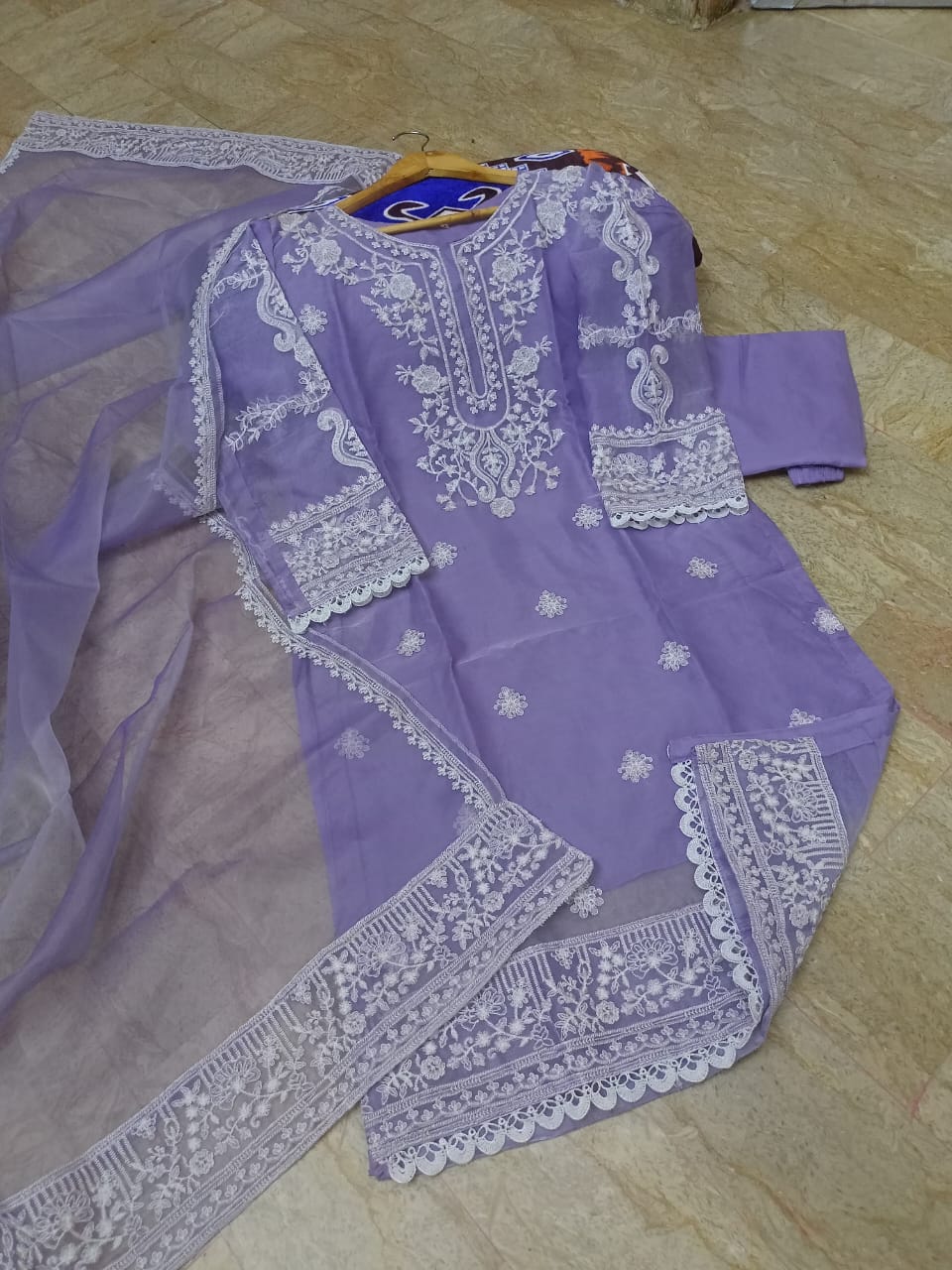 Ready to Wear 3-Piece Embroidered Organza Suit with Crepe Inner & Dupatta