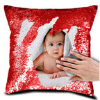 Customized Magic Sequin Pillow Cover (Red & Golden | Single & Double Sided)