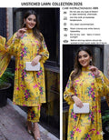Unstitched Printed Lawn 3 Piece Suit – Yellow Floral | Bamber Chiffon Printed Dupatta | Summer Collection 2026