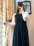 Pleated Maxi Dress with Contrast White Sleeves | Plain Georgette Long Dress