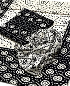 Traditional Black & White Allover Chunri Print Cotton 3-Piece Unstitched Suit | Ethnic Dress Material