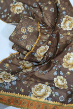 Premium Digital Printed Bana Dora 3 Piece Suit – Soft Swiss Lawn Collection 2026 | Brown Floral