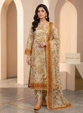 Elegant Digital Printed Bana Dora 3 Piece Suit – Premium Soft Cream Floral Summer Collection 2026