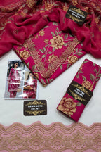 Elegant Embroidered Unstitched Magenta Floral Lawn Dress with Bamber Chiffon Dupatta - Summer Collection 2026