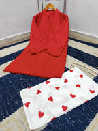 Readymade Romantic Heart Printed 2-Piece Cotton Co-Ord Set – Solid Tunic & Flapper Pants