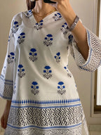 Front and Back Blueberry Printed Shirt with Farshi Shalwar 2-Piece Summer Cotton Suit