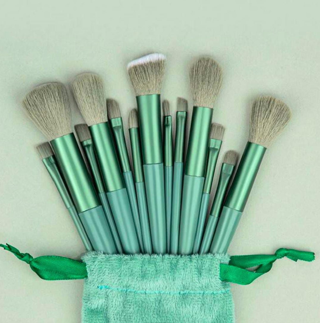 13 Pcs Velvet Pouch Makeup Brush Set – Premium Soft Cosmetic Brushes with Velvet Bag