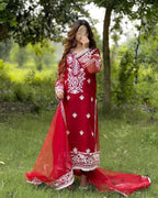 Ready to Wear 3-Piece Embroidered Organza Suit with Crepe Inner & Dupatta