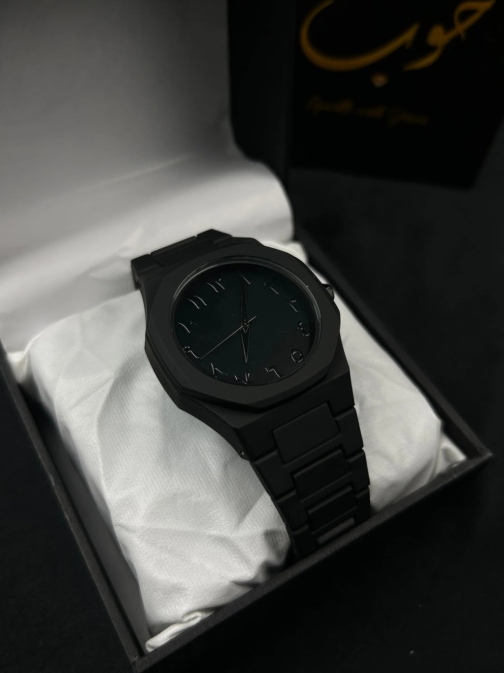 Premium Matte Black Arabic Dial Watch – Minimalist Aesthetic Quartz Wristwatch