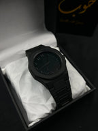 Premium Matte Black Arabic Dial Watch – Minimalist Aesthetic Quartz Wristwatch