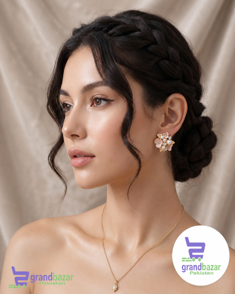 Stainless Steel Beautiful Floral Stud Earrings