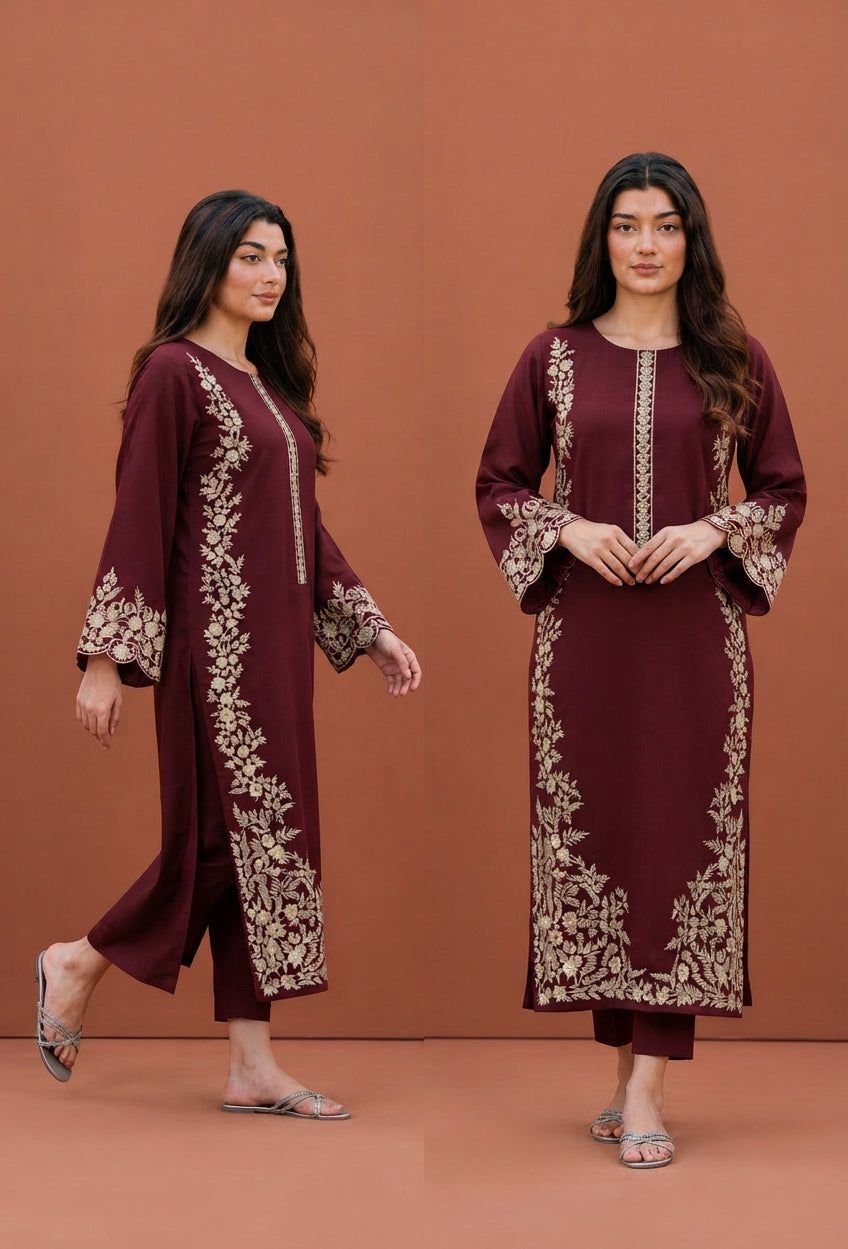 2-Piece Embroidered Suit for Women