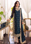 3-Piece Luxury Embroidered Chiffon Suit with Malai Trouser & Kiran Dupatta