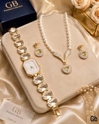 Fancy Delicate Gift Set for Her – Watch & Heart Locket Set with Luxury Box