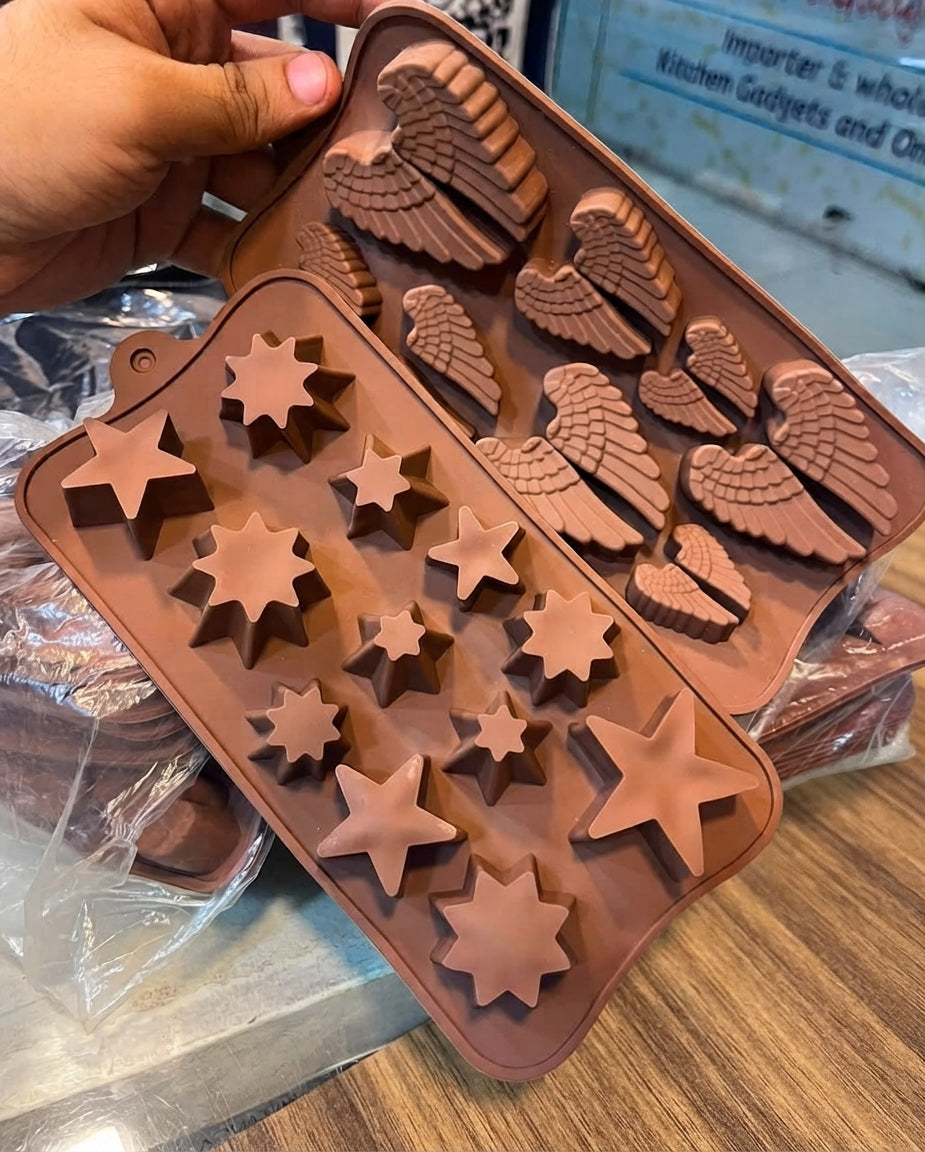 Pack of 3 Silicon Chocolate Molds – Flexible Non-Stick Candy & Baking Molds | Random Designs