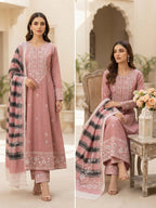 3-Piece Marina Winter Suit – Cross Stitch Kurta & Jacquard Chadar