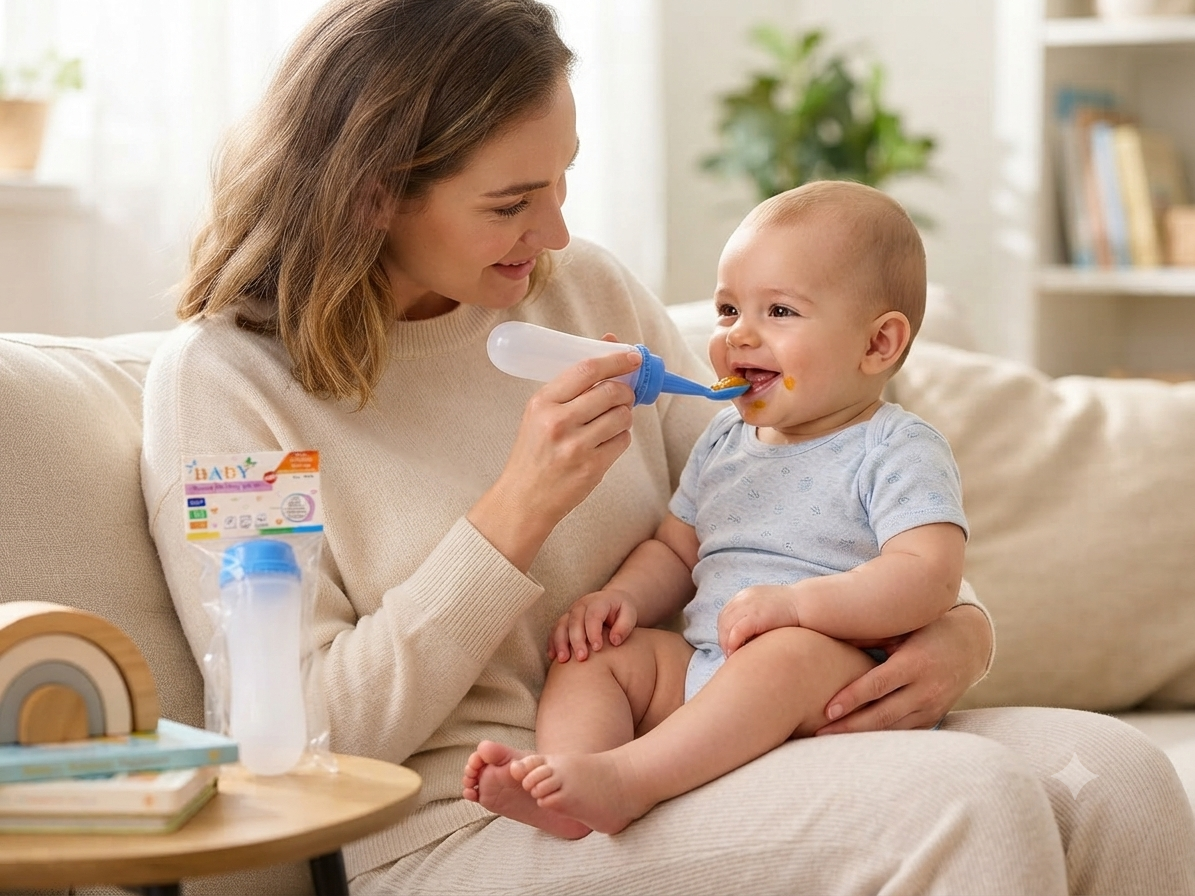 Silicone Baby Spoon Feeder Bottle & Rice Cereal Dispenser for Kids