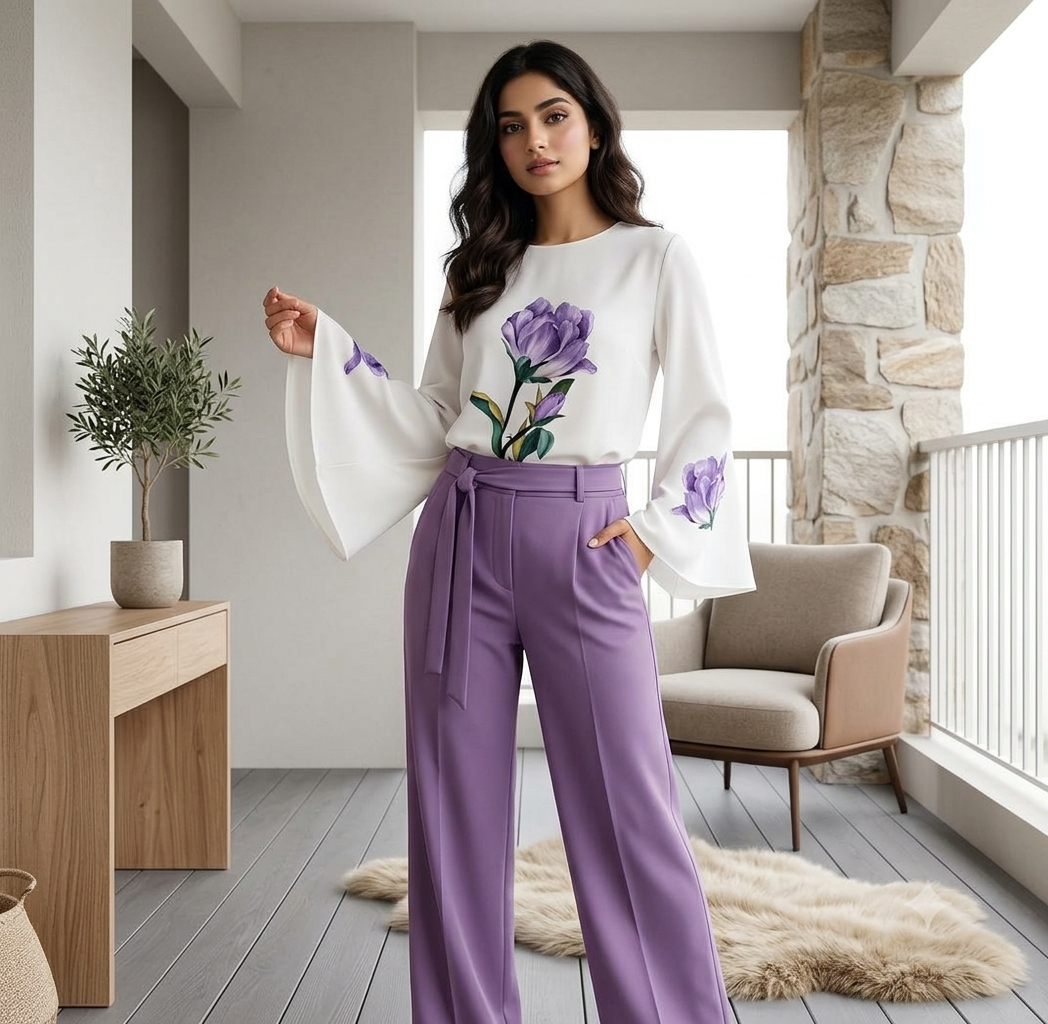 Women's Floral Printed Georgette Co-Ord Set – 2-Piece Matching Outfit (Mid-Season Sale)
