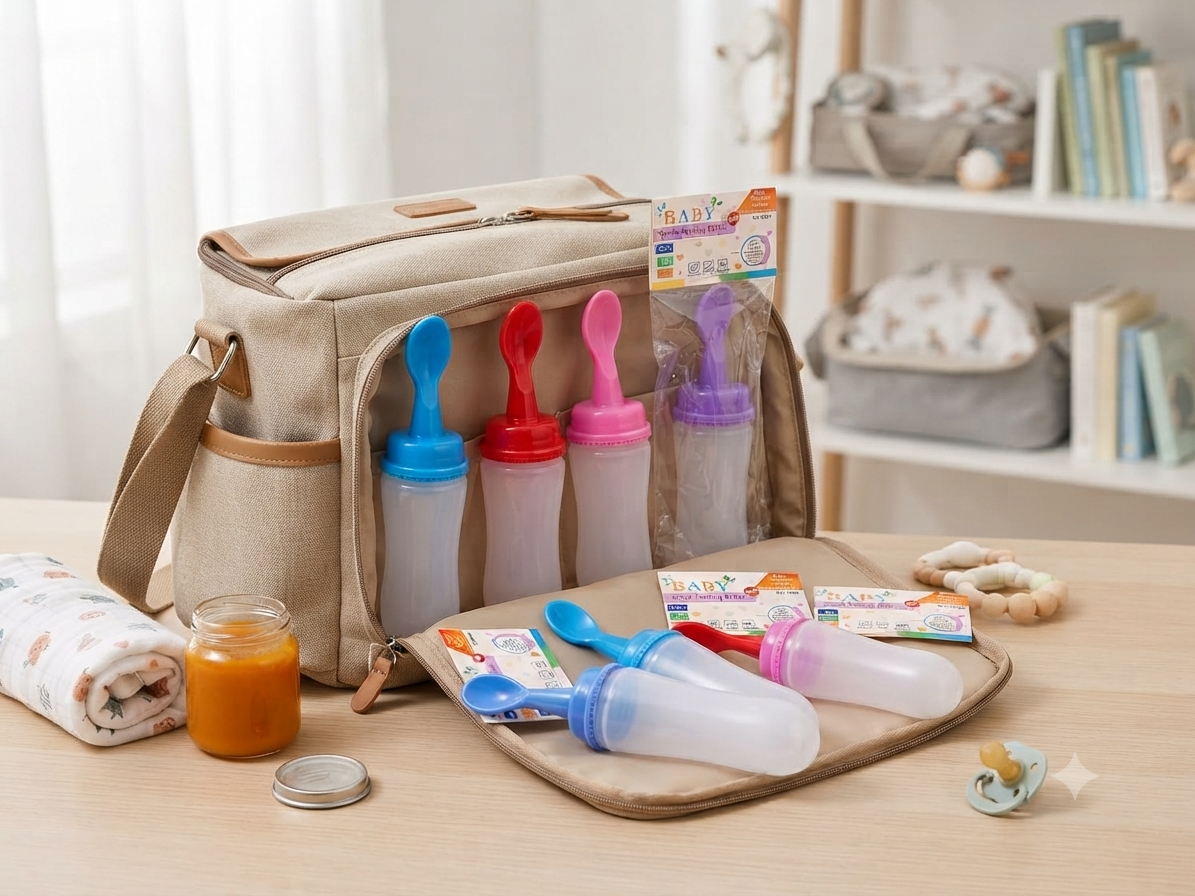 Silicone Baby Spoon Feeder Bottle & Rice Cereal Dispenser for Kids