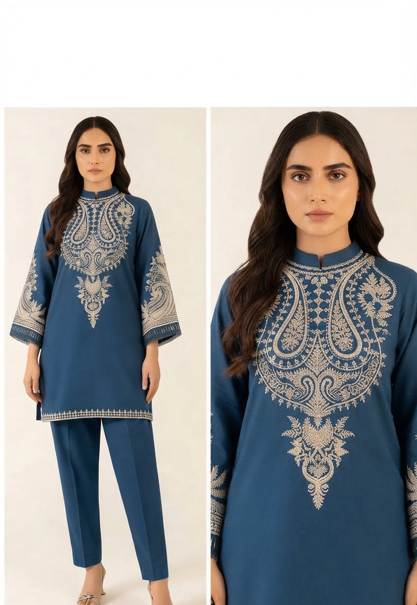 2-Piece Dhanak Embroidered Winter Suit for Women