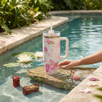 Stanley Floral Tumbler 40 oz - Stainless Steel Vacuum Insulated Travel Mug with Handle & Straw