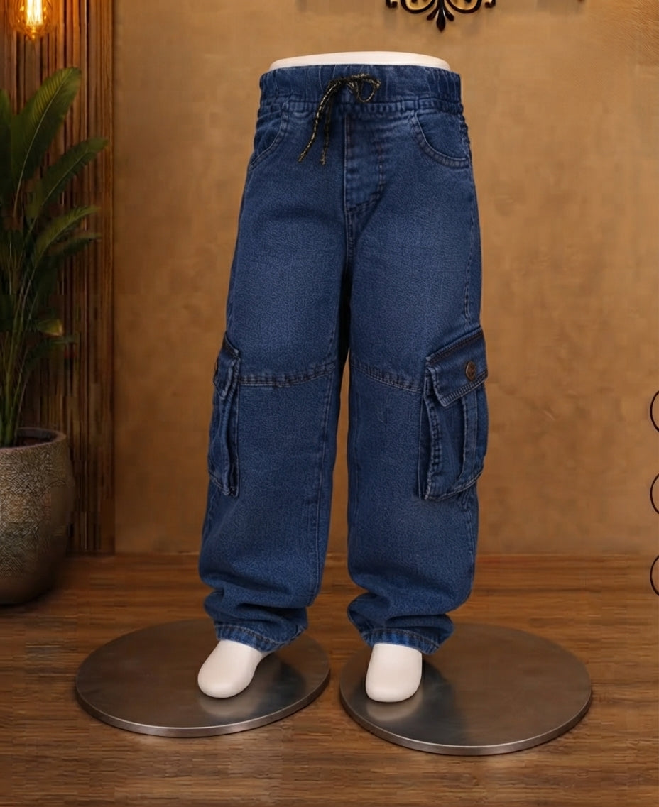 Kids 6-Pocket Stretch Baggy Cargo Jeans