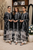 3-Piece Ready to Wear Premium Cotton Embroidered Suit with Digital Printed Farshi Shalwar