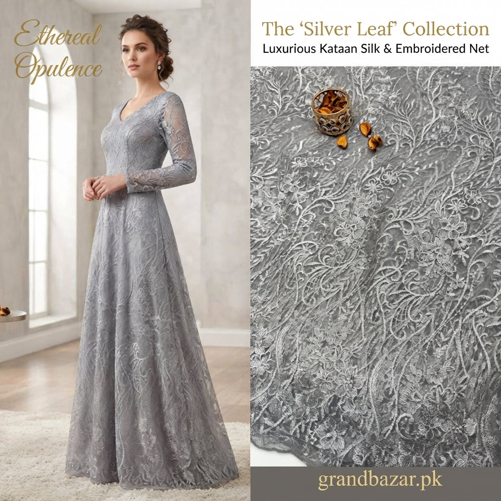 2-Piece Unstitched Embroidered Net Occasion Suit