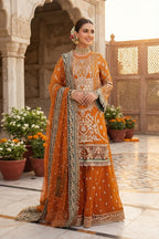 Luxury Heavy Embroidered Chiffon Shirt Net Gararah & Dupatta Suit