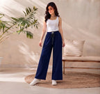 High Quality Plain Stretchable Wide Leg Jeans – Elastic Waist & Drawstring | 3 Colors 🔥