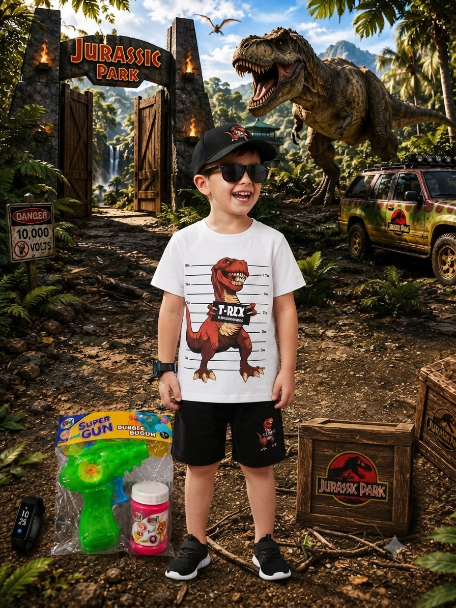 6-Piece Kids T-Rex Print Summer Gift Pack (Sizes 1–8 Years)