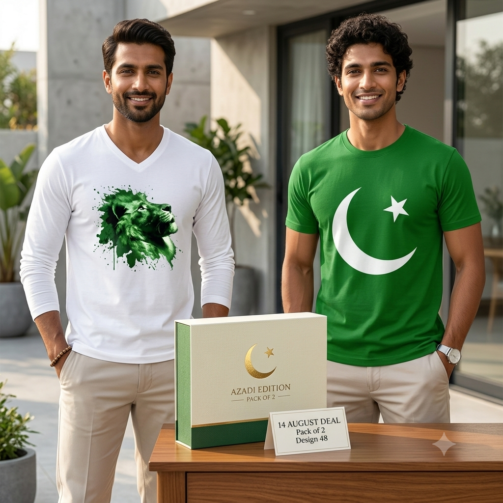 Lion & Crescent Azadi Printed T-Shirts — Pack of 2