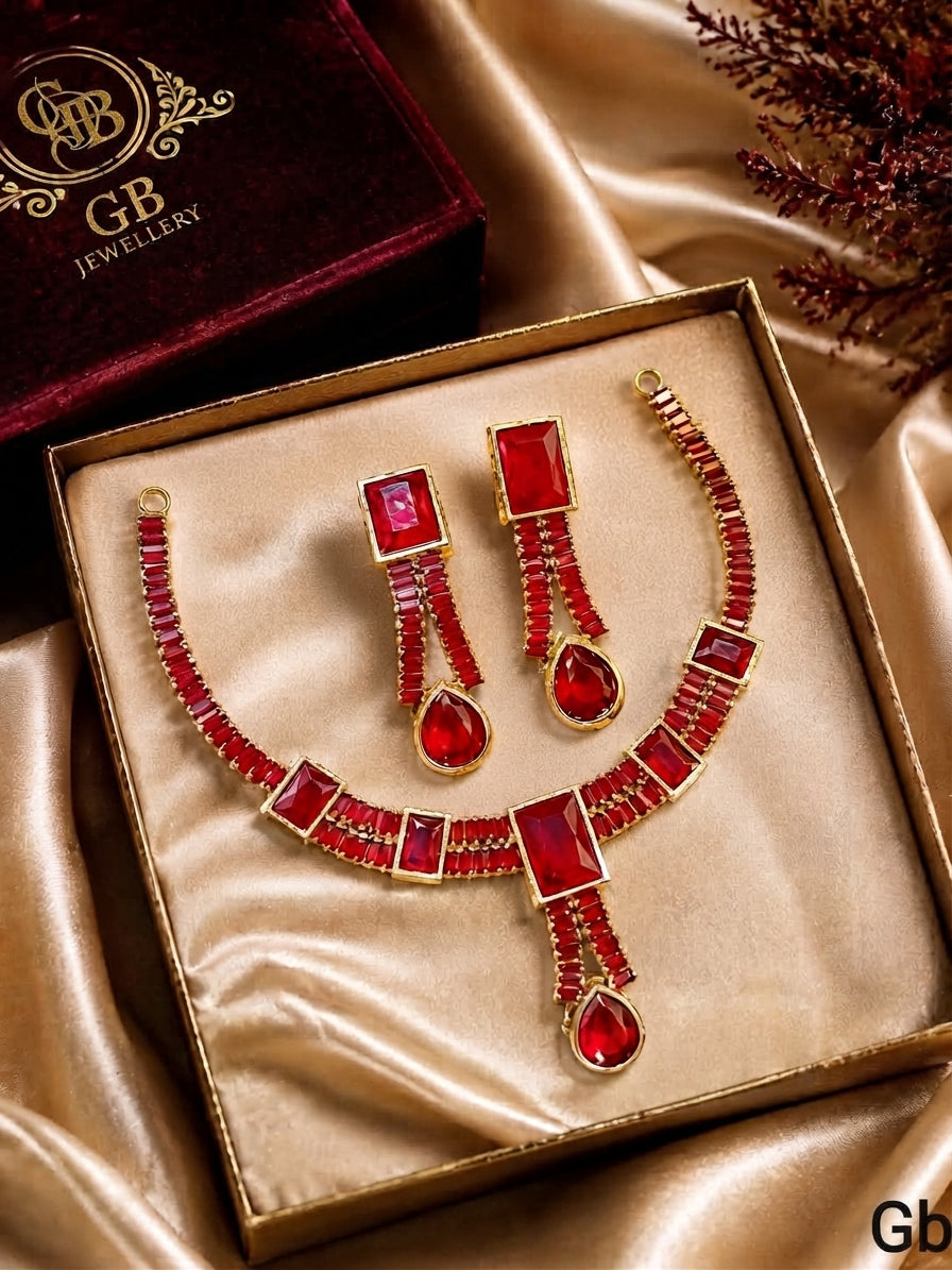 Luxury Zircon Jewelry Set for Women – Necklace & Earrings | Multiple Colors