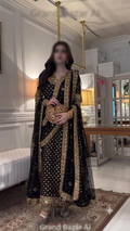 3-Piece Women's Heavy Embroidered Addawork Chiffon Suit with Potli Pouch & Raw Silk Trouser