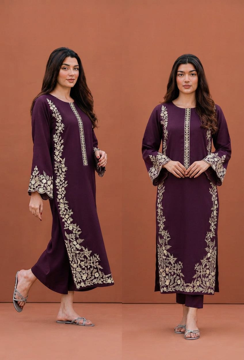 2-Piece Embroidered Suit for Women