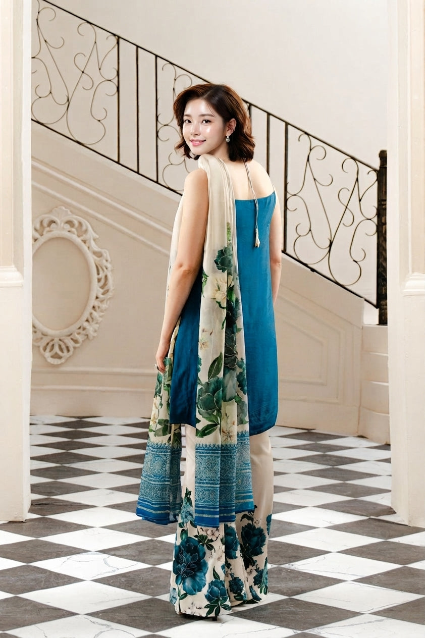 Stylish 3-Piece Suit – Elegant Daman & Sleeve Embroidery